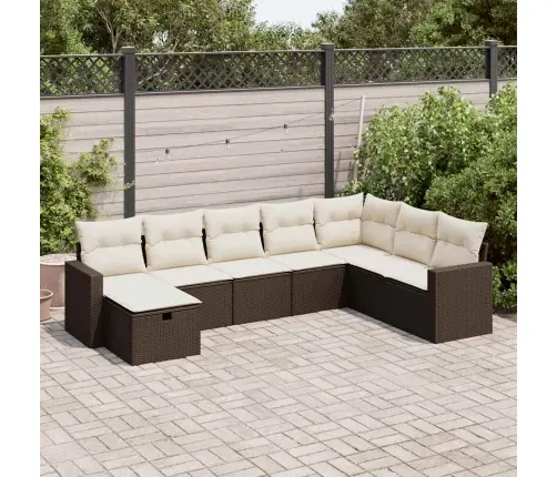 Sodo Komplektas Su Pagalvėlėmis, 8 Dalių, Rudas, Poliratanas