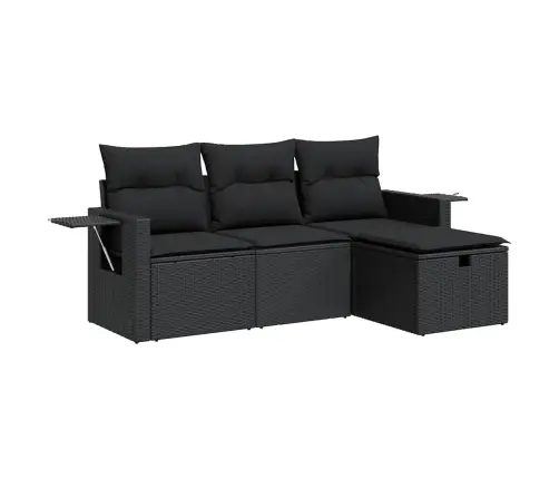 Sodo Komplektas Su Pagalvėlėmis, 4 Dalių, Juodas, Poliratanas