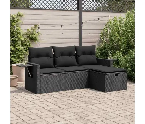 4-Osaline Aiadiivani Komplekt Patjadega, Must, Polürotang