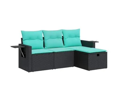 4-Daļīgs Dārza Dīvāna Komplekts Ar Matračiem, Pe Rotangpalma Vidaxl