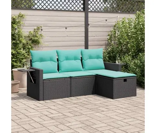 4-Daļīgs Dārza Dīvāna Komplekts Ar Matračiem, Pe Rotangpalma Vidaxl