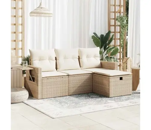 4-Osaline Aiadiivani Komplekt Patjadega, Beež, Polürotang