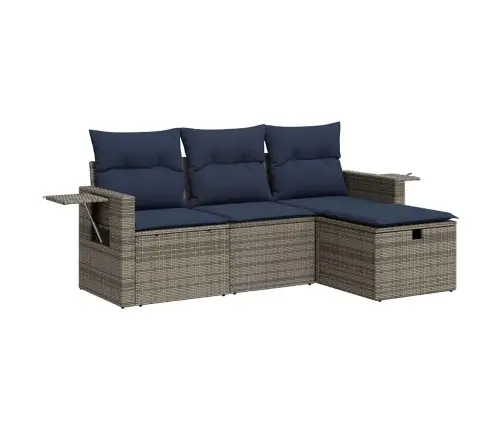 4-Daļīgs Dārza Dīvāna Komplekts Ar Matračiem, Pelēks Pe Pinums Vidaxl