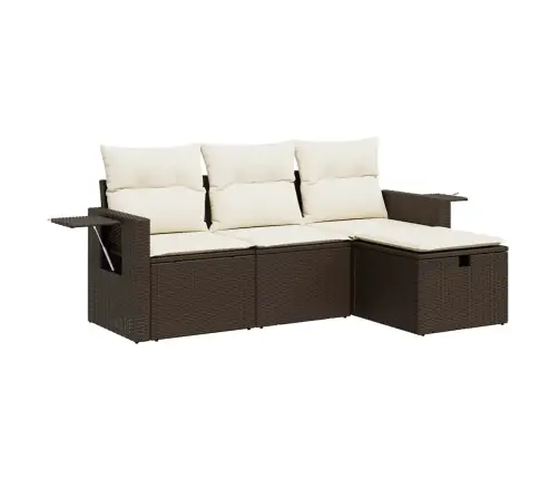 4-Osaline Aiamööblikomplekt Patjadega, Pruun, Polürotang