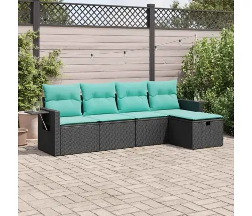 5-Daļīgs Dārza Dīvāna Komplekts Ar Matračiem, Pe Rotangpalma Vidaxl