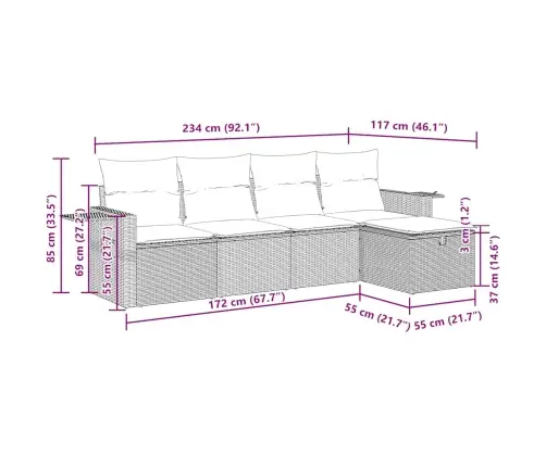 5-Osaline Aiadiivani Komplekt Patjadega, Beež, Polürotang