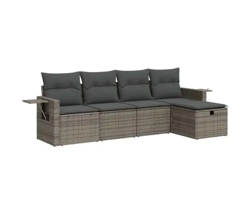 5-Daļīgs Dārza Dīvāna Komplekts Ar Matračiem, Pelēks Pe Pinums Vidaxl