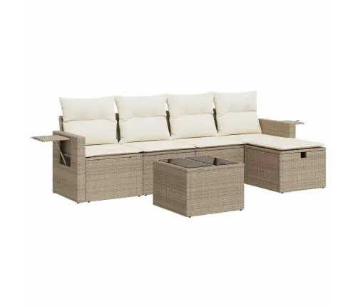 6-Daļīgs Dārza Dīvāna Komplekts, Matrači, Bēša Pe Rotangpalma Vidaxl