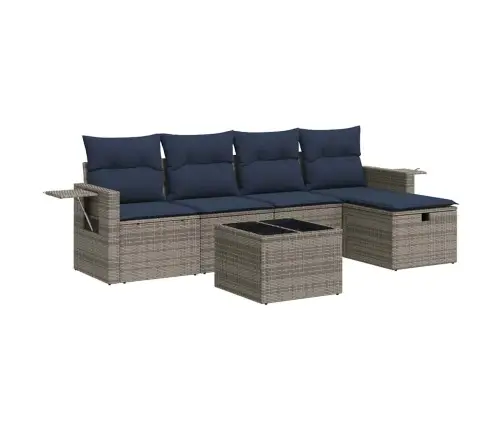 Sofos Komplektas Su Pagalvėlėmis, 6 Dalių, Pilkas, Poliratanas