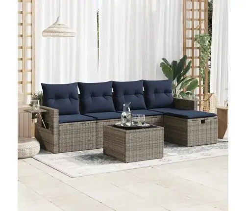 Sofos Komplektas Su Pagalvėlėmis, 6 Dalių, Pilkas, Poliratanas