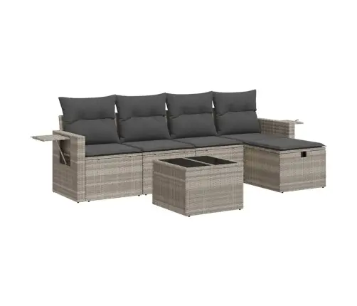 Sofos Komplektas Su Pagalvėlėmis, 6 Dalių, Pilkas, Poliratanas