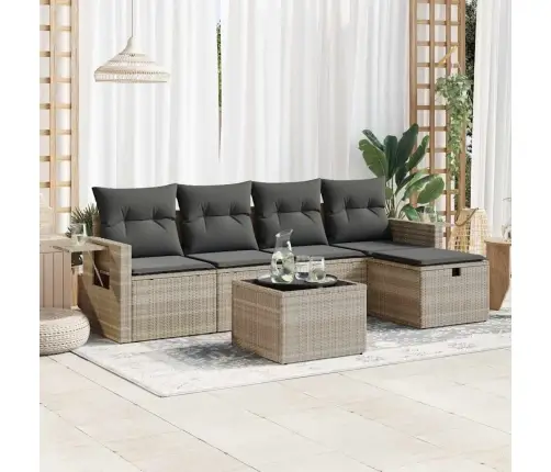 Sofos Komplektas Su Pagalvėlėmis, 6 Dalių, Pilkas, Poliratanas