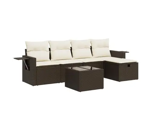 Sofos Komplektas Su Pagalvėlėmis, 6 Dalių, Rudas, Poliratanas