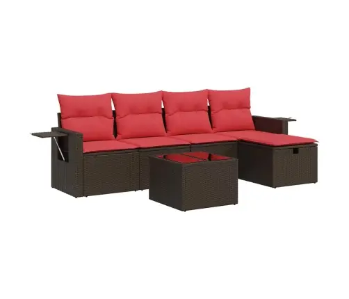 6-Osaline Aiamööblikomplekt Patjadega, Pruun, Polürotang