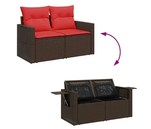 6-Osaline Aiamööblikomplekt Patjadega, Pruun, Polürotang