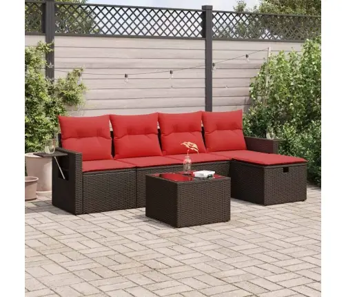 6-Osaline Aiamööblikomplekt Patjadega, Pruun, Polürotang