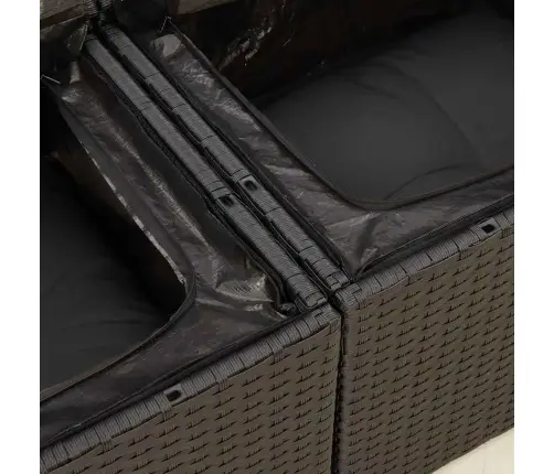 6-Daļīgs Dārza Dīvāna Komplekts, Matrači, Melna Pe Rotanpalma Vidaxl