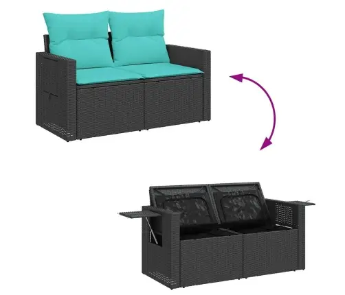 6-Daļīgs Dārza Dīvāna Komplekts, Matrači, Melna Pe Rotanpalma Vidaxl