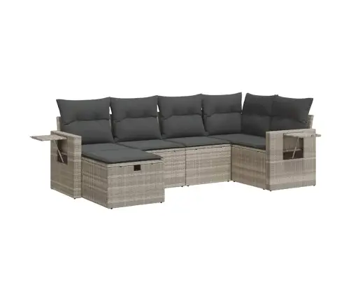 6-Daļīgs Dārza Dīvānu Komplekts,Matrači, Gaiši Pelēka Pe Pinums Vidaxl