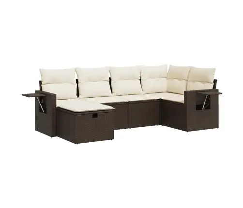 6-Daļīgs Dārza Dīvānu Komplekts, Matrači, Brūna Pe Rotangpalma Vidaxl