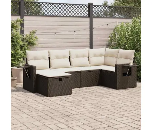 6-Daļīgs Dārza Dīvānu Komplekts, Matrači, Brūna Pe Rotangpalma Vidaxl