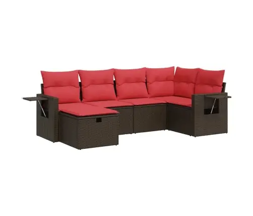 6-Daļīgs Dārza Dīvānu Komplekts, Matrači, Brūna Pe Rotangpalma Vidaxl