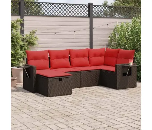 6-Daļīgs Dārza Dīvānu Komplekts, Matrači, Brūna Pe Rotangpalma Vidaxl