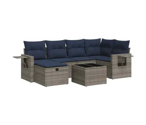 Sofos Komplektas Su Pagalvėlėmis, 7 Dalių, Pilkas, Poliratanas