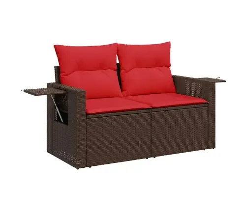 Sofos Komplektas Su Pagalvėlėmis, 7 Dalių, Rudas, Poliratanas