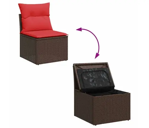 Sofos Komplektas Su Pagalvėlėmis, 7 Dalių, Rudas, Poliratanas