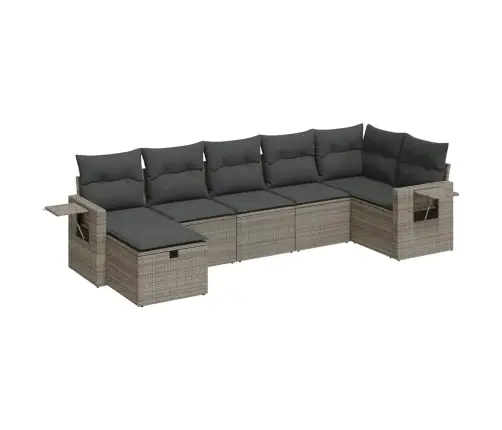 7-Daļīgs Dārza Dīvāna Komplekts, Matrači, Pelēka Pe Rotangpalma Vidaxl