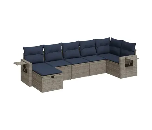 Sofos Komplektas Su Pagalvėlėmis, 7 Dalių, Pilkas, Poliratanas