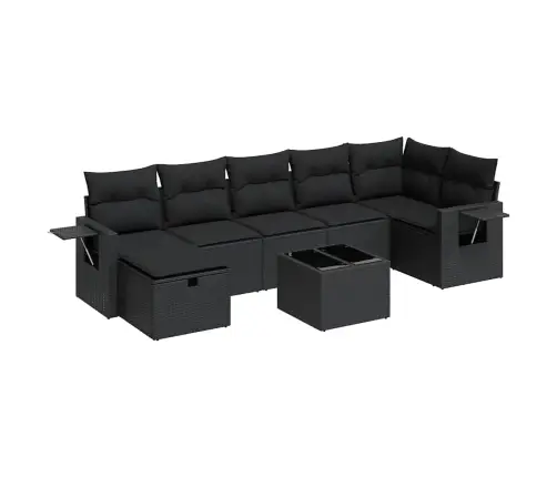 8-Daļīgs Dārza Dīvāna Komplekts, Matrači, Melna Pe Rotangpalma Vidaxl