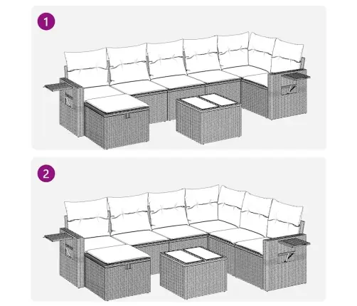 8-Daļīgs Dārza Dīvāna Komplekts Ar Matračiem, Pelēks Pe Pinums Vidaxl