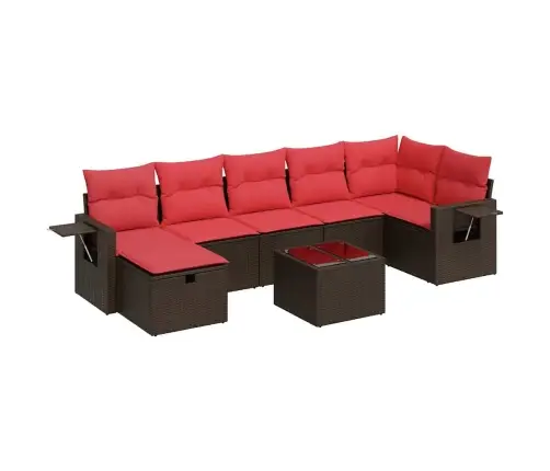 Sodo Komplektas Su Pagalvėlėmis, 8 Dalių, Rudas, Poliratanas