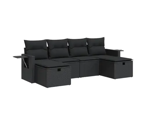 6-Daļīgs Dārza Dīvāna Komplekts, Matrači, Melna Pe Rotanpalma Vidaxl