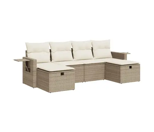 6-Daļīgs Dārza Dīvāna Komplekts, Matrači, Bēša Pe Rotangpalma Vidaxl