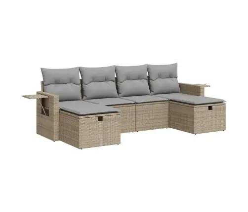 6-Daļīgs Dārza Dīvāna Komplekts, Matrači, Bēša Pe Rotangpalma Vidaxl