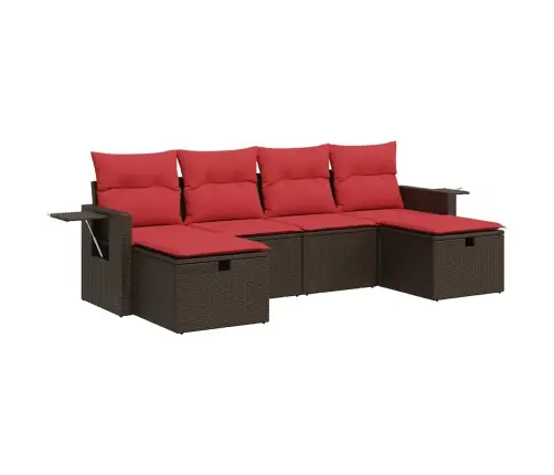 Sofos Komplektas Su Pagalvėlėmis, 6 Dalių, Rudas, Poliratanas