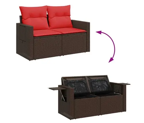 Sofos Komplektas Su Pagalvėlėmis, 6 Dalių, Rudas, Poliratanas