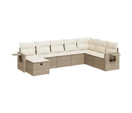 Sofos Komplektas Su Pagalvėlėmis, 8 Dalių, Smėlio, Poliratanas