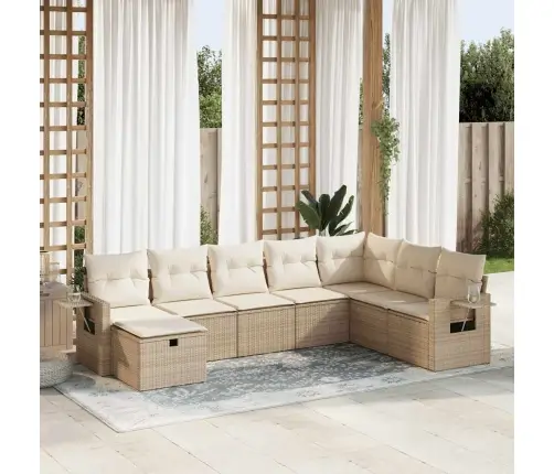 Sofos Komplektas Su Pagalvėlėmis, 8 Dalių, Smėlio, Poliratanas