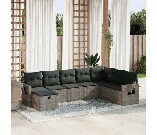 8-Daļīgs Dārza Dīvāna Komplekts Ar Matračiem, Pelēks Pe Pinums Vidaxl