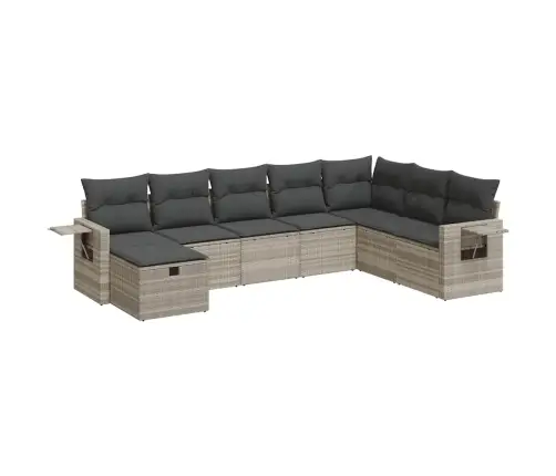 8-Daļīgs Dārza Dīvāna Komplekts,Matrači, Gaiši Pelēka Pe Pinums Vidaxl