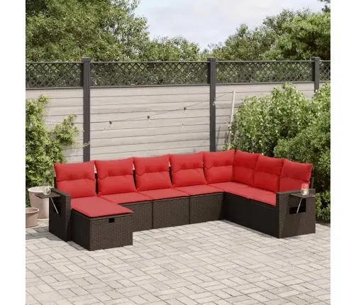 8-Daļīgs Dārza Dīvānu Komplekts, Matrači, Brūna Pe Rotangpalma Vidaxl