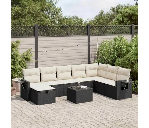 9-Daļīgs Dārza Dīvāna Komplekts, Matrači, Melna Pe Rotangpalma Vidaxl