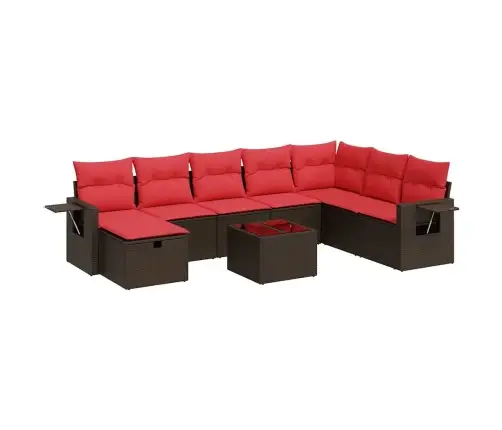 Sodo Komplektas Su Pagalvėlėmis, 9 Dalių, Rudas, Poliratanas