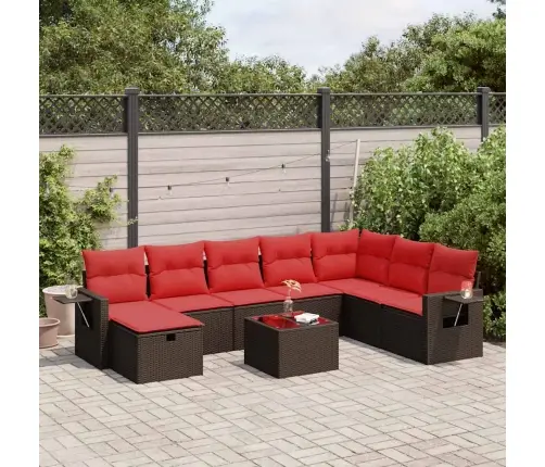 Sodo Komplektas Su Pagalvėlėmis, 9 Dalių, Rudas, Poliratanas