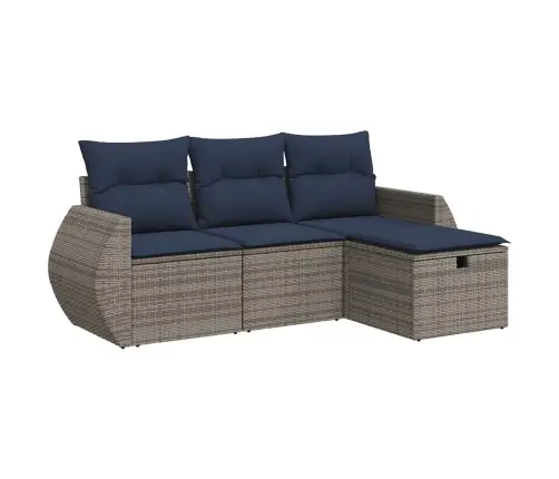 4-Daļīgs Dārza Dīvāna Komplekts Ar Matračiem, Pelēks Pe Pinums Vidaxl