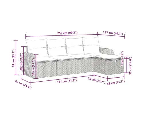5-Osaline Aiadiivanikomplekt Patjadega, Must, Polürotang